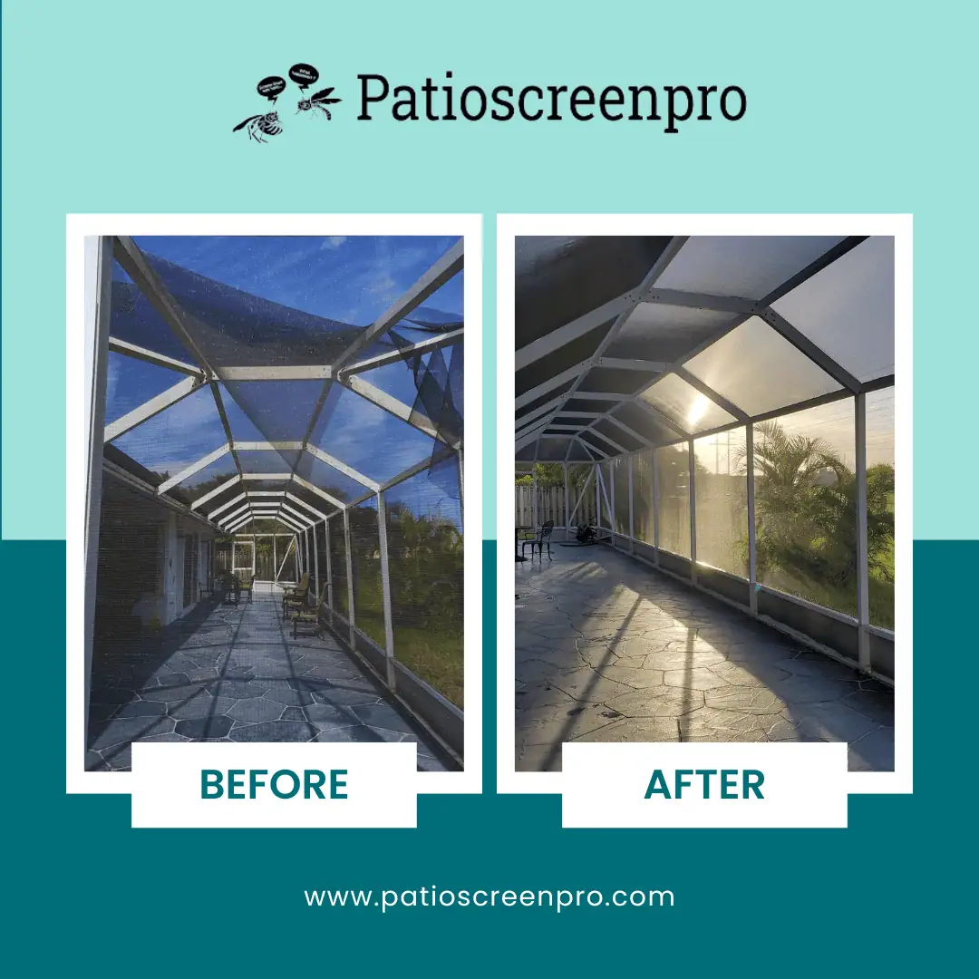 Patio enclosure rescreening transformation
