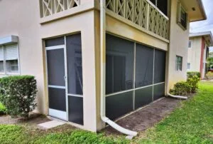 Home patio with sliding screen door repair and window screen replacement, affordable screen repair services for durable and long-lasting protection.